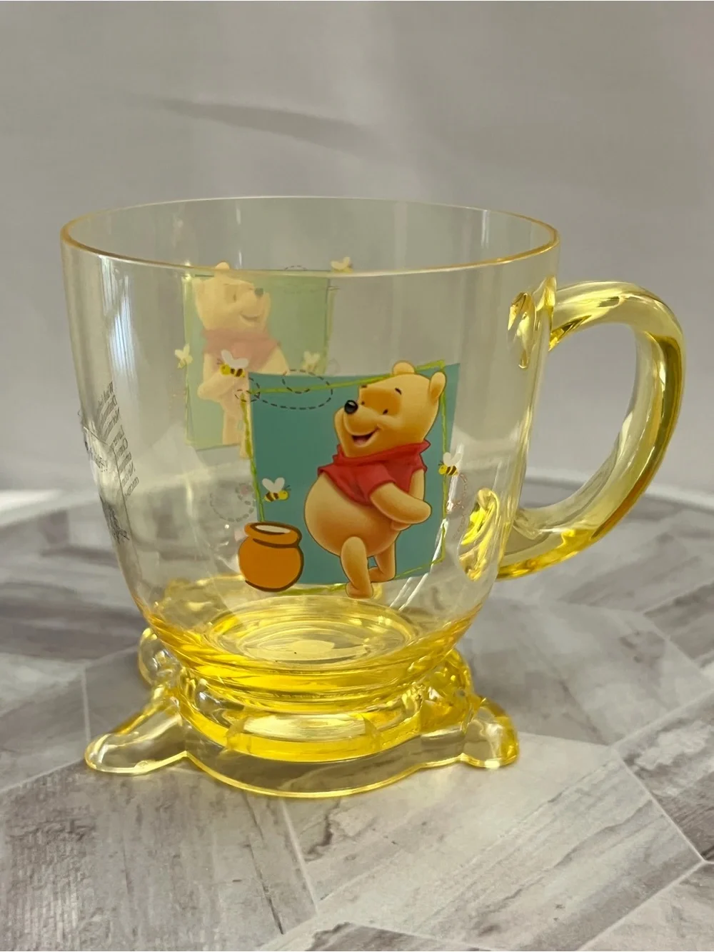 Disney Store Winnie The Pooh Yellow Plastic Mug Honey Pot Cup Collectible